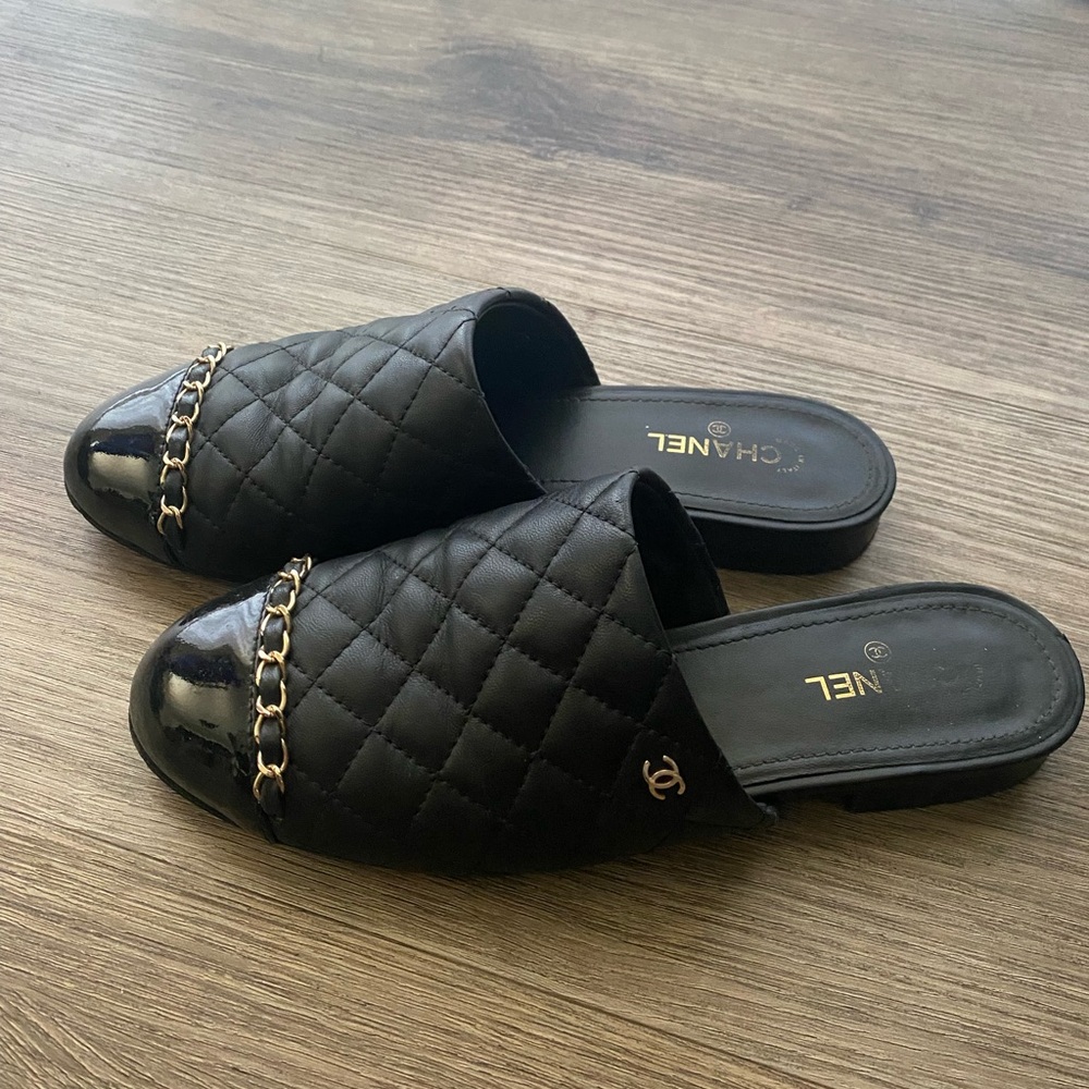 CHANEL Black Mules